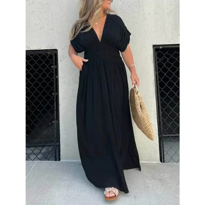 Bohemian Maxi Jurk | Elegante Lange Zomerjurk met V-Hals en Split