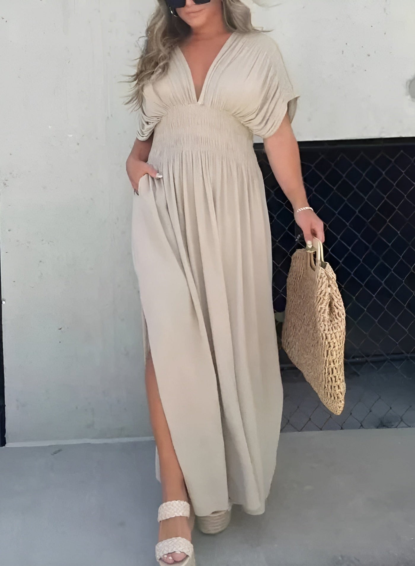 Bohemian Maxi Jurk | Elegante Lange Zomerjurk met V-Hals en Split