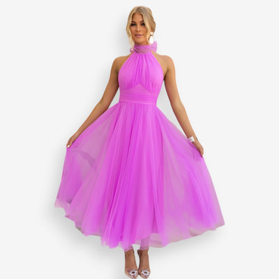 Elegante Halterjurk Dames | Luchtige Tulle Galajurk