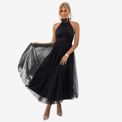 Elegante Halterjurk Dames | Luchtige Tulle Galajurk