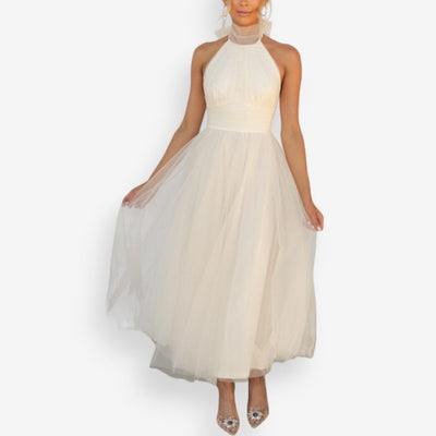 Elegante Halterjurk Dames | Luchtige Tulle Galajurk