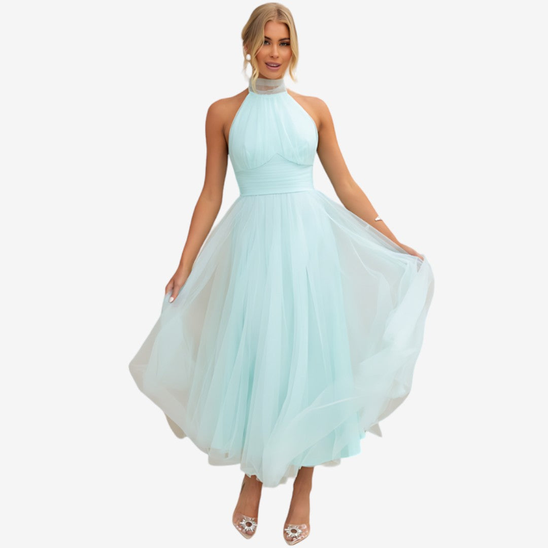 Elegante Halterjurk Dames | Luchtige Tulle Galajurk