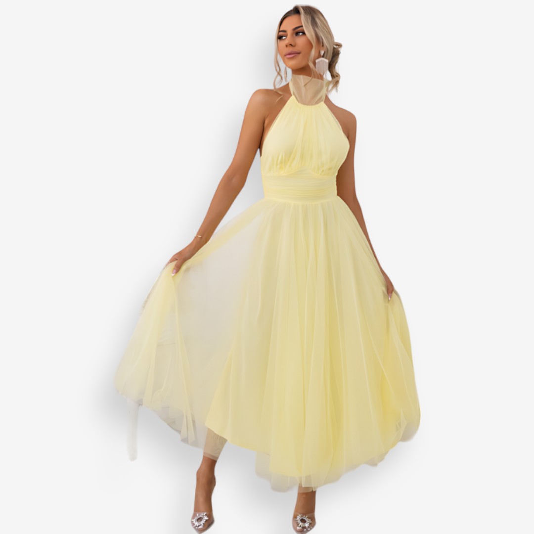 Elegante Halterjurk Dames | Luchtige Tulle Galajurk