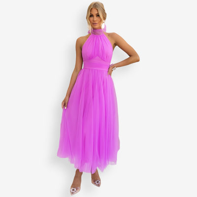 Elegante Halterjurk Dames | Luchtige Tulle Galajurk