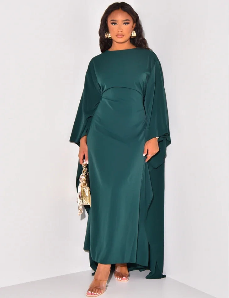 Elegante Maxi Jurk | Chique Avondjurk met Cape Mouwen