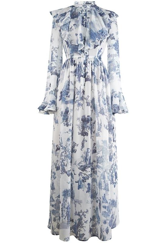 Elegante Maxi Jurk | Vintage Maxi Jurk met Print