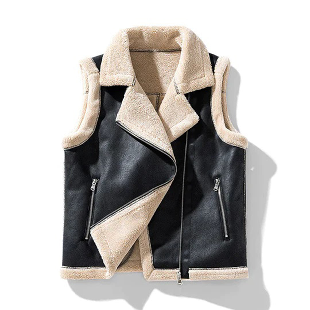 Heren Mouwloos Biker Vest | Warme Fleece Voering