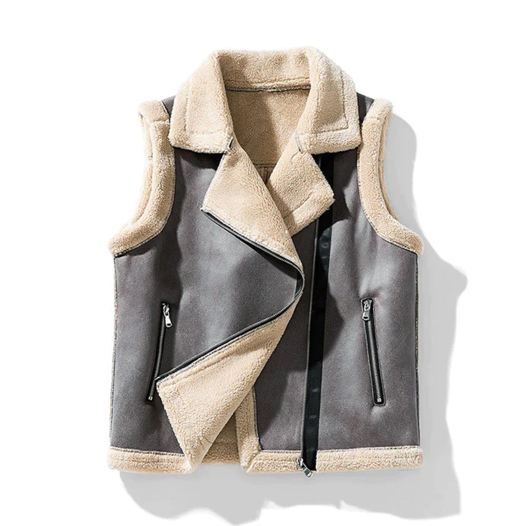 Heren Mouwloos Biker Vest | Warme Fleece Voering