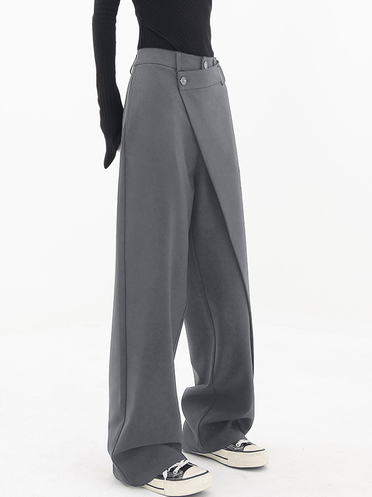 Moderne Wide-Leg Broek | Asymmetrisch Design