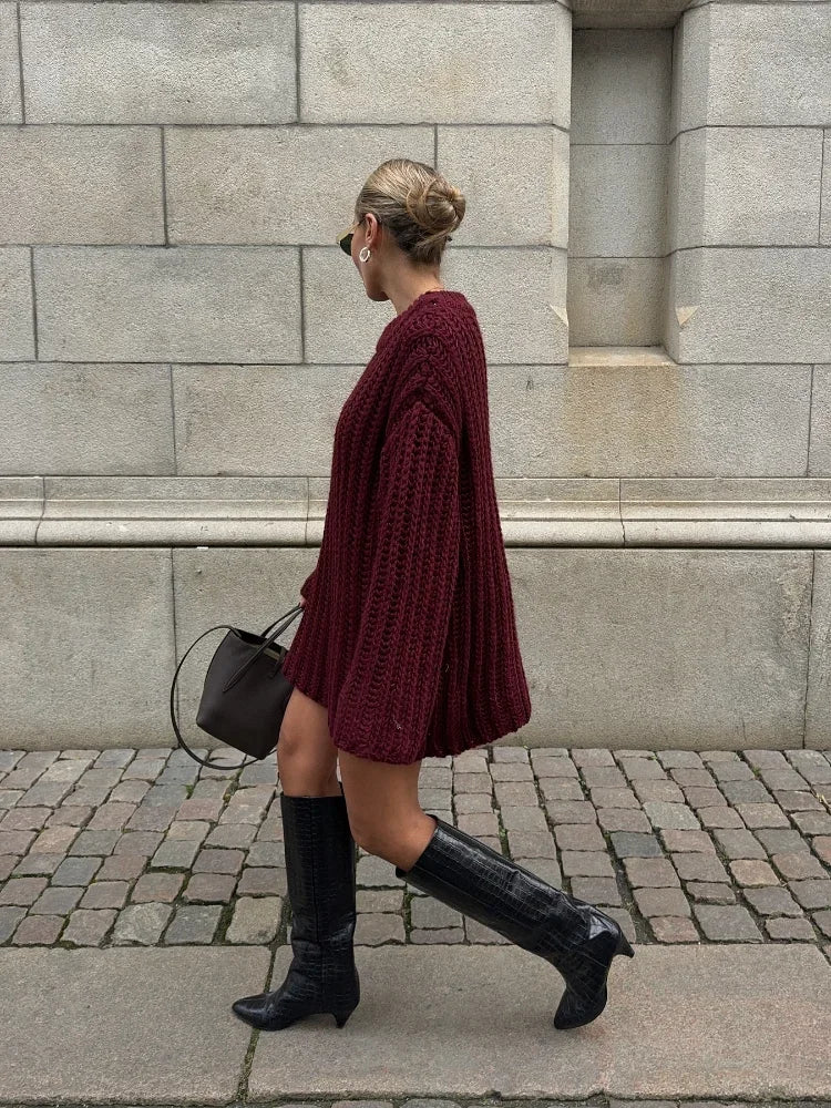 Oversized Gebreide Trui Jurk | Warme & Trendy Knit Dress Dames