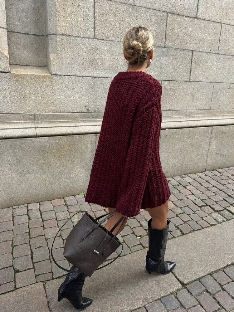 Oversized Gebreide Trui Jurk | Warme & Trendy Knit Dress Dames