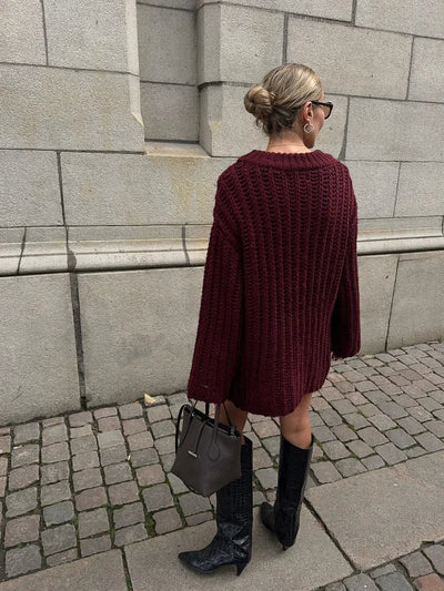 Oversized Gebreide Trui Jurk | Warme & Trendy Knit Dress Dames