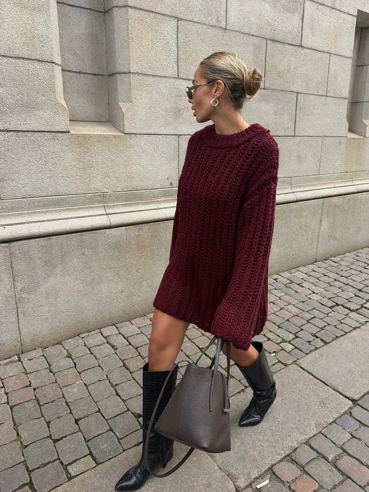 Oversized Gebreide Trui Jurk | Warme & Trendy Knit Dress Dames