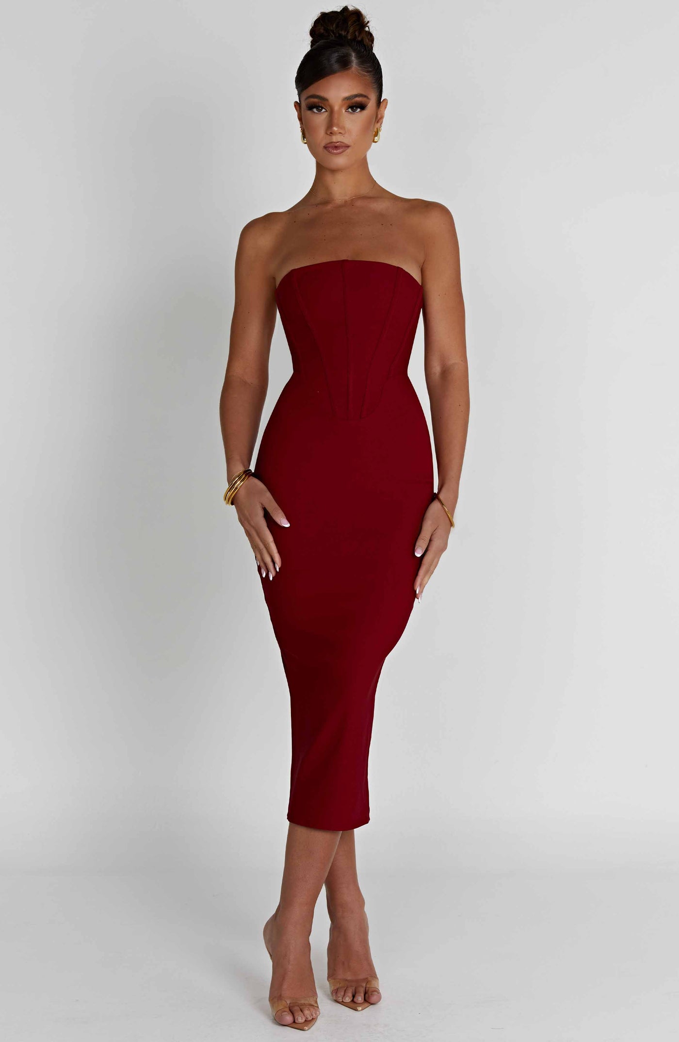 Strapless Midi Jurk | Elegante Bodycon Avondjurk Dames